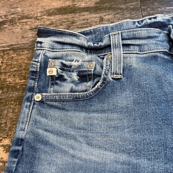 AG Jeans Womens Size 32 Farrah Mid Rise Crop Bootcut Blue Denim Frayed‎ Hem NEW - Picture 6 of 16